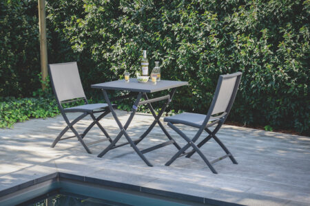 aluminium tuinset tafel met twee stoelen